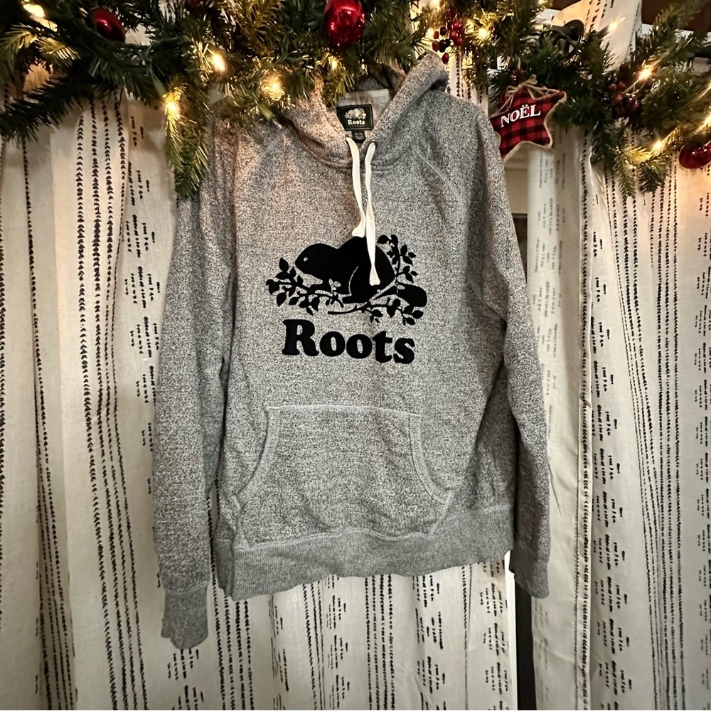 Roots Charcoal and Cream Hoodie